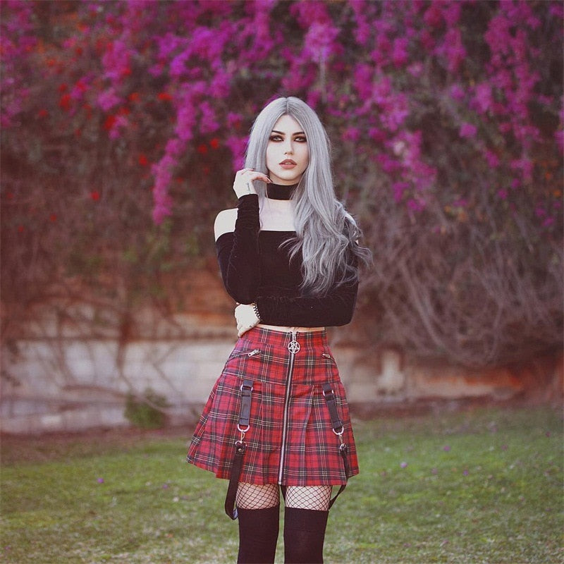 Egirl Punk Rock Plaid Straps Skirt
