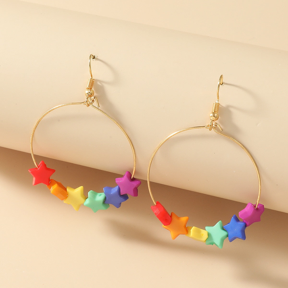 Rainbow Stars Hoop Earrings
