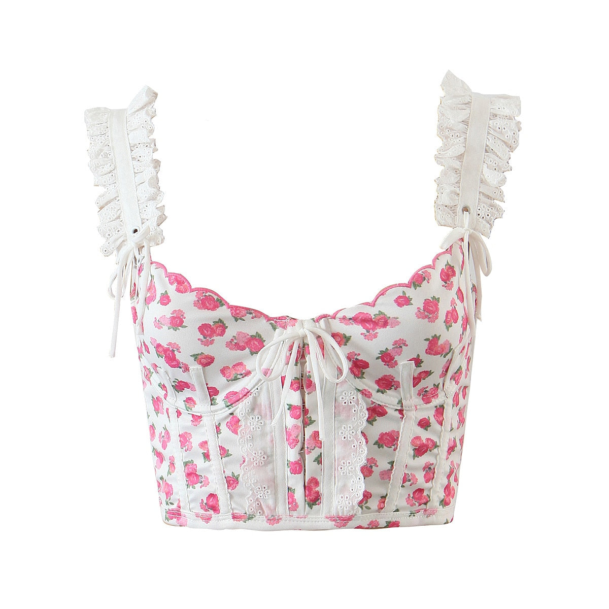 Coquette Soft Girl Floral Bustier Top