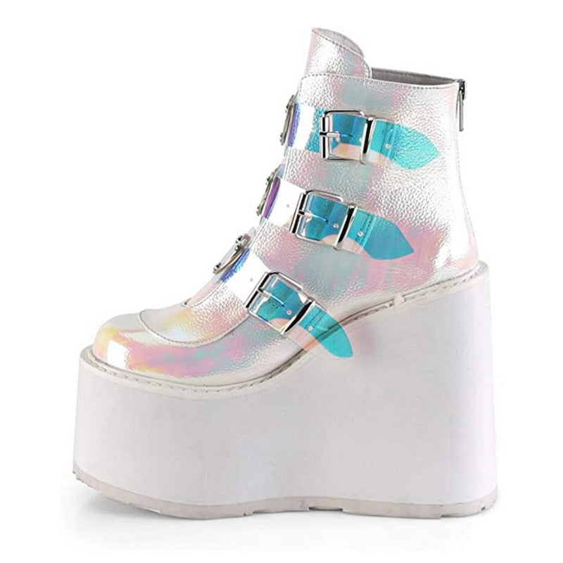 Holographic Egirl Boots White