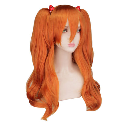 Cosplay Wig Long Orange With 2 Ponytail Clips