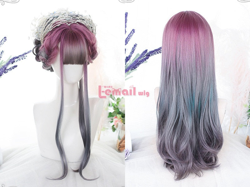 Ombre Cosplay Wig Long Wavy with Bangs