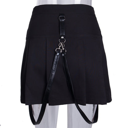 Gothic Aesthetic Straps Black Skirt