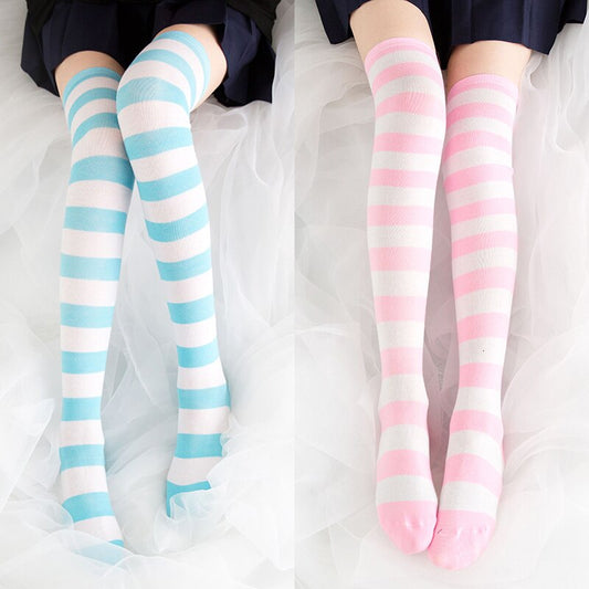 Kawaii Pastel Cosplay Striped Stockings