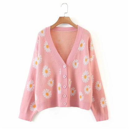 Soft Girl Daisies Cardigan Sweater