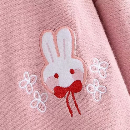 Kawaii Bunny Embroidery Knit Cardigan