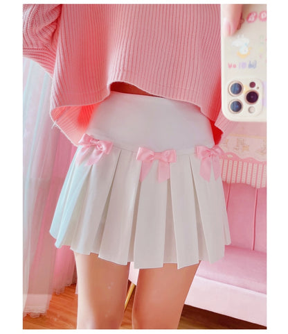Dollette Kawaii Bow Pleated Mini Skirt