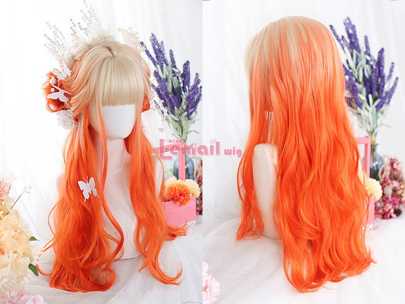 Ombre Cosplay Wig Long Wavy with Bangs