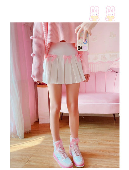 Dollette Kawaii Bow Pleated Mini Skirt