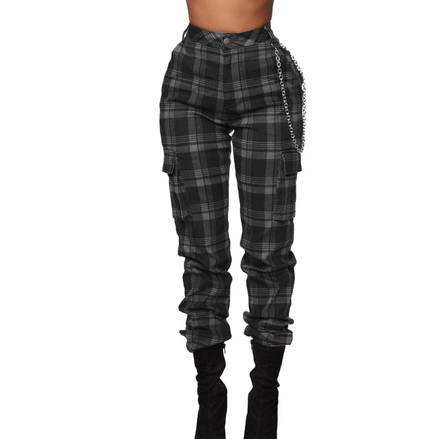 Black Plaid Aesthetic Pants Flared - Aesthetic Clothes Shop