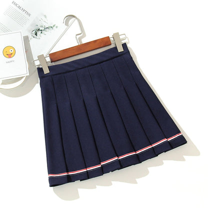 Preppy Pleated Mini Skirt Navy