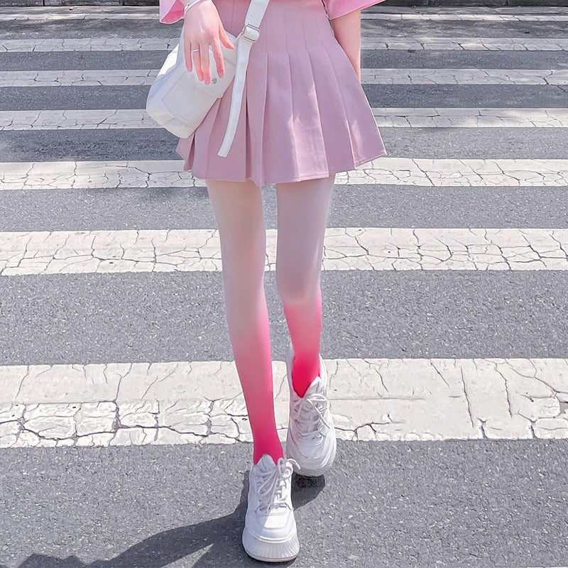 Ombre Gradient Color Tights Pink