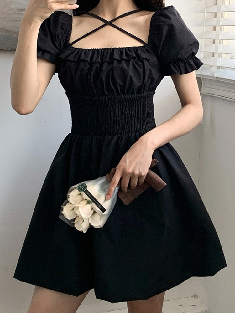 Aesthetic Clothes Simple Lovely Gothic Mini Dress – Aesthetics Boutique