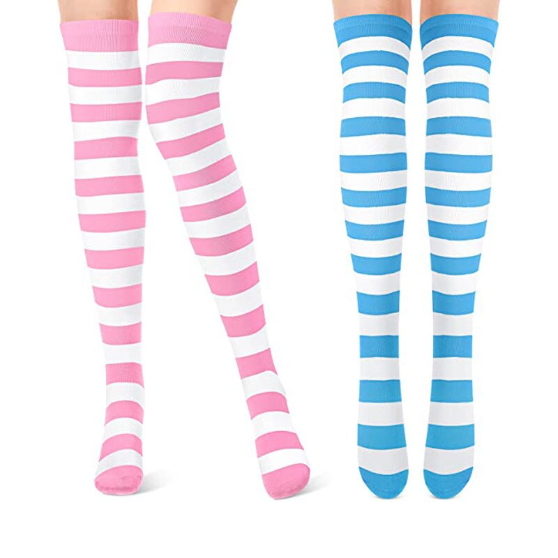 Kawaii Pastel Goth Cosplay Striped Stockings