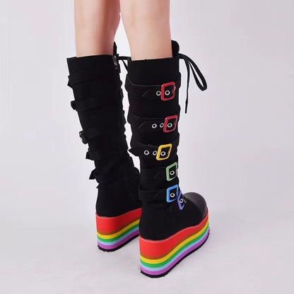 Rainbow Platform Boots