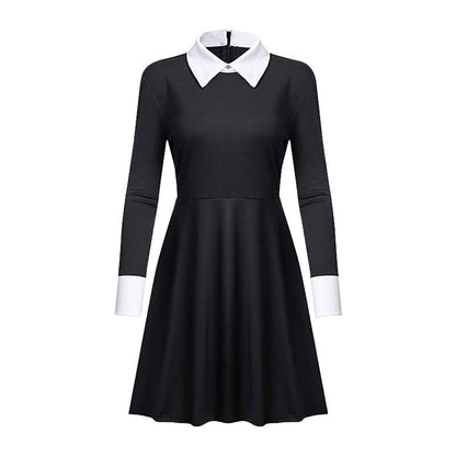 Gothic Wednesday Dress Long Sleeves