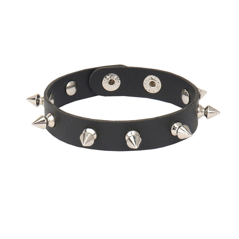 Egirl Aesthetic Nana Punk Black Leather Bracelet