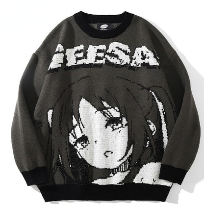 Anime Girl Knitted Sweater Harajuku