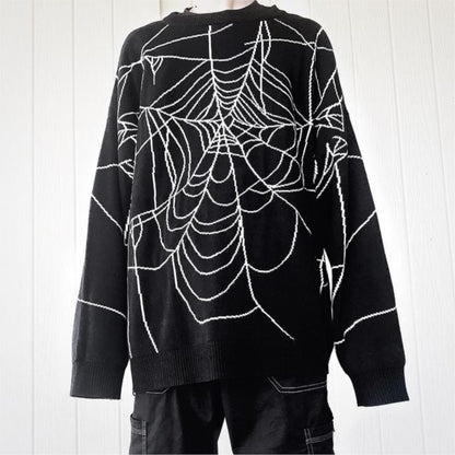 Gothic Oversized Sweater Spider Web