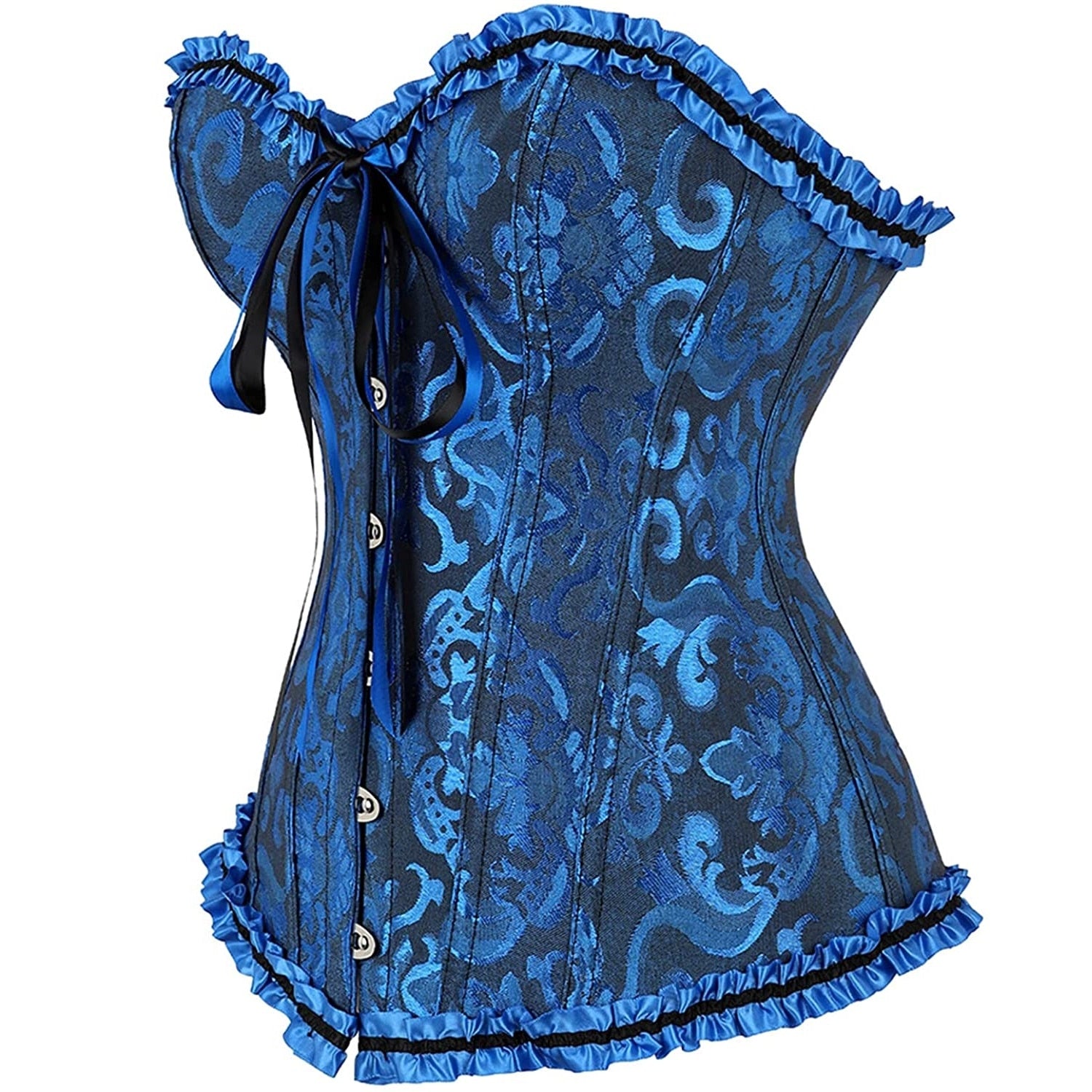Gothic Vampire Corset Bustier Floral Satin Blue – Aesthetics Boutique