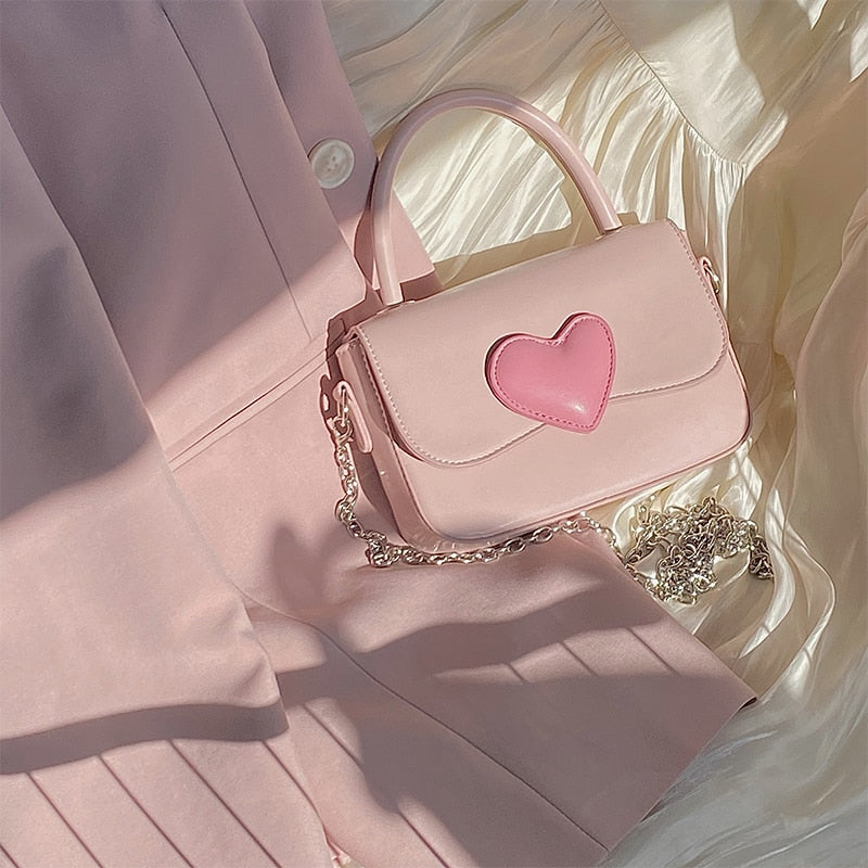 Kawaii Coquette Aesthetic Dollette Baby Pink Bow Shoulder Bag