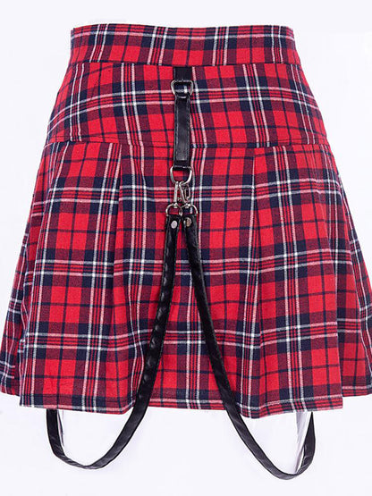 Egirl Punk Rock Plaid Straps Skirt