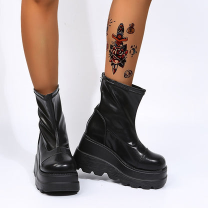 Grunge Platform Ankle Boots Black