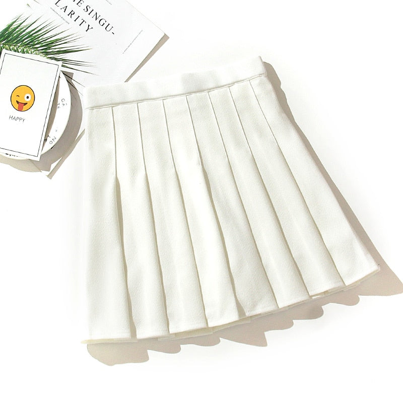 Coquette Preppy High Waist Pleated White Mini Skirt