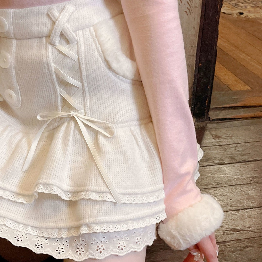 Dollette Sweet Lolita White Mini Skirt