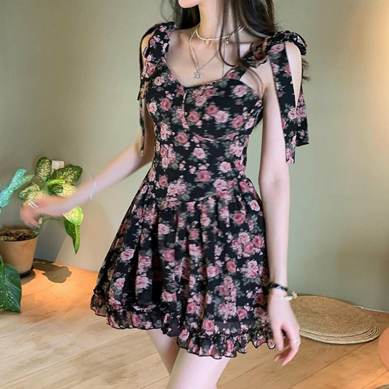 mini dress aesthetic Soft Girl Vintage Floral Mini Dress Aesthetics Boutique