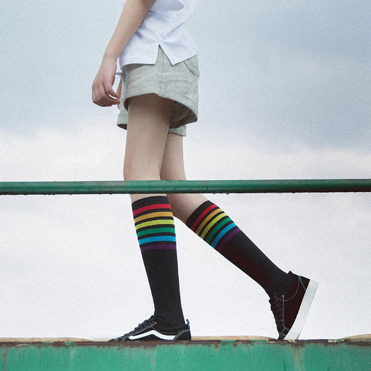 Rainbow Tube Socks - Black