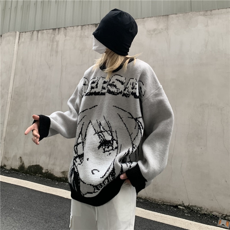 Anime Girl Knitted Sweater Harajuku
