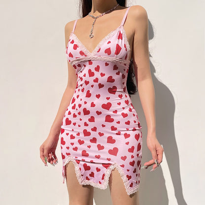 Y2K Valentines Hearts Mini Dress