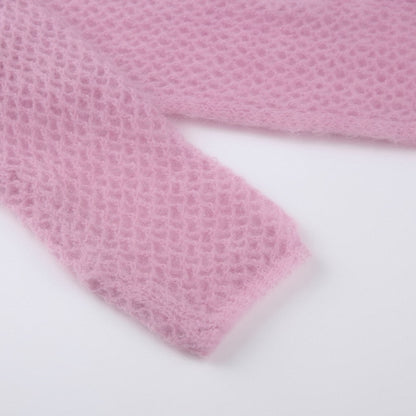 Y2K Sweet Pink Knit Top Crochet