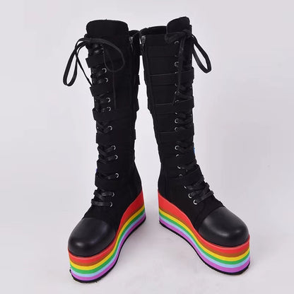 Rainbow Platform Boots