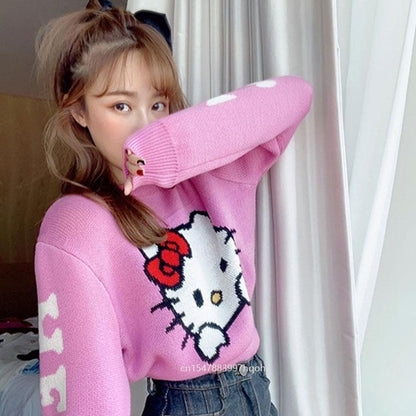 Hello Kitty Knitted Crop Sweater