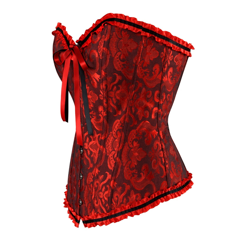 Vampire Corset Bustier Floral Blood Red