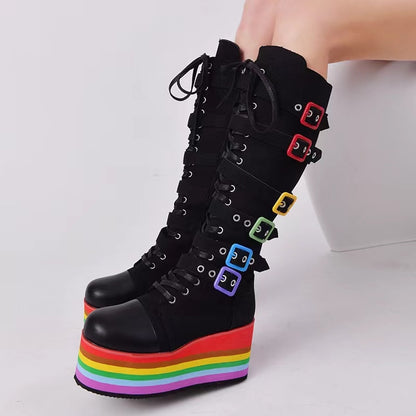 Rainbow Platform Boots