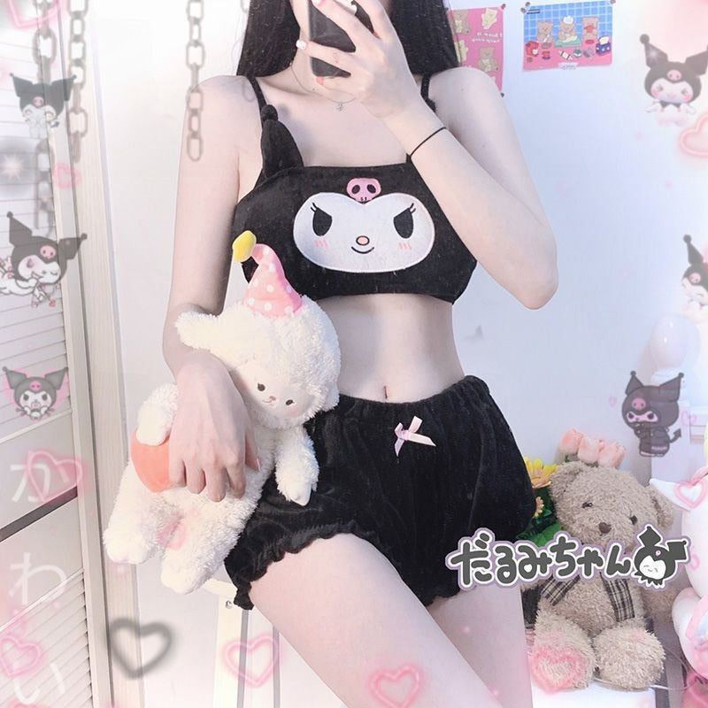 Cute Kuromi Women's Lingerie Bra and Cotton Panty Set Valentines Gift