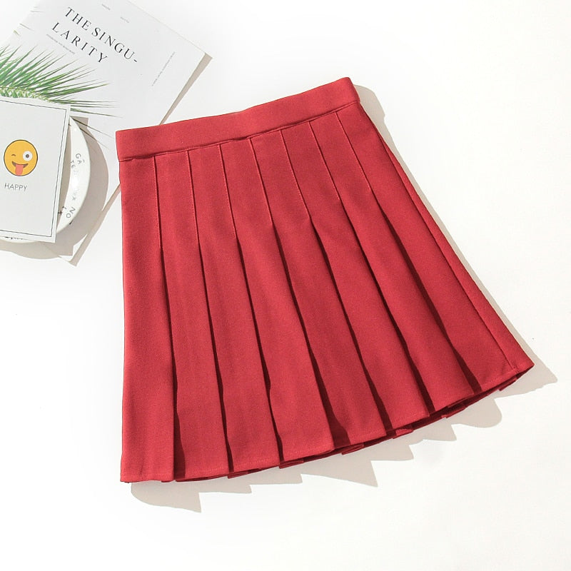 Stramme dosis design High Waist Mini Pleated Skirt Red – Aesthetics Boutique