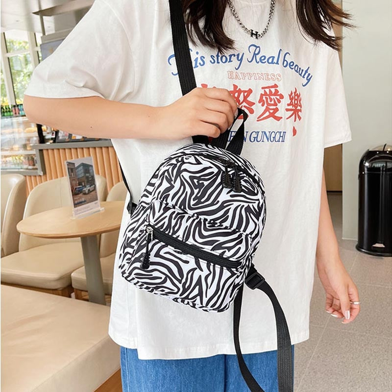 Y2K Mini Backpack Zebra Print