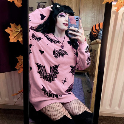 Gothic Bat Knitted Sweater Pastel Goth