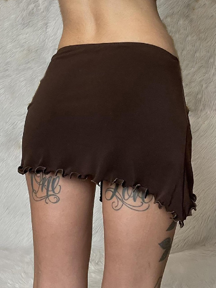 Fairy Grunge Ruffled Drawstring Skirt