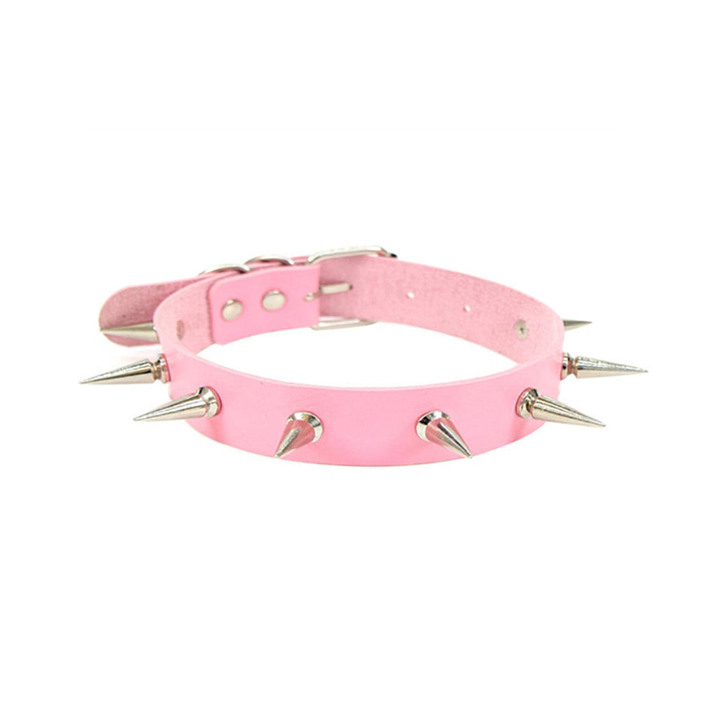 Choker Necklace Spikes Pink