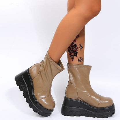 Grunge Platform Ankle Boots Light Brown