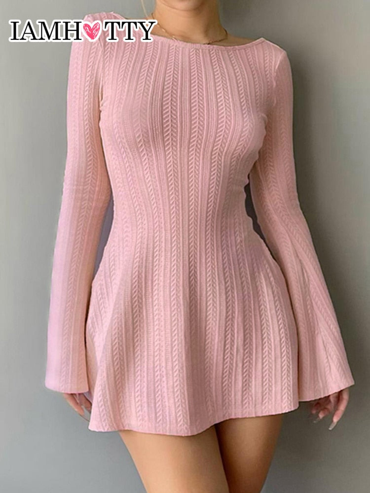 Soft Girl Backless Knitted Dress