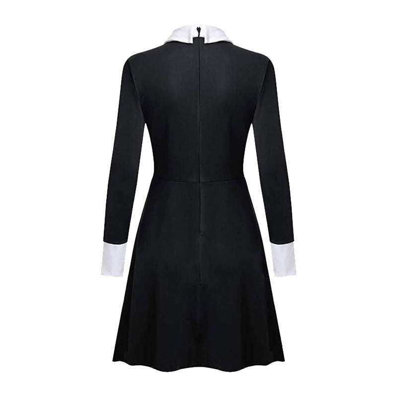 Gothic Wednesday Dress Long Sleeves