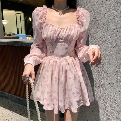 Soft Girl Vintage Floral Mini Dress
