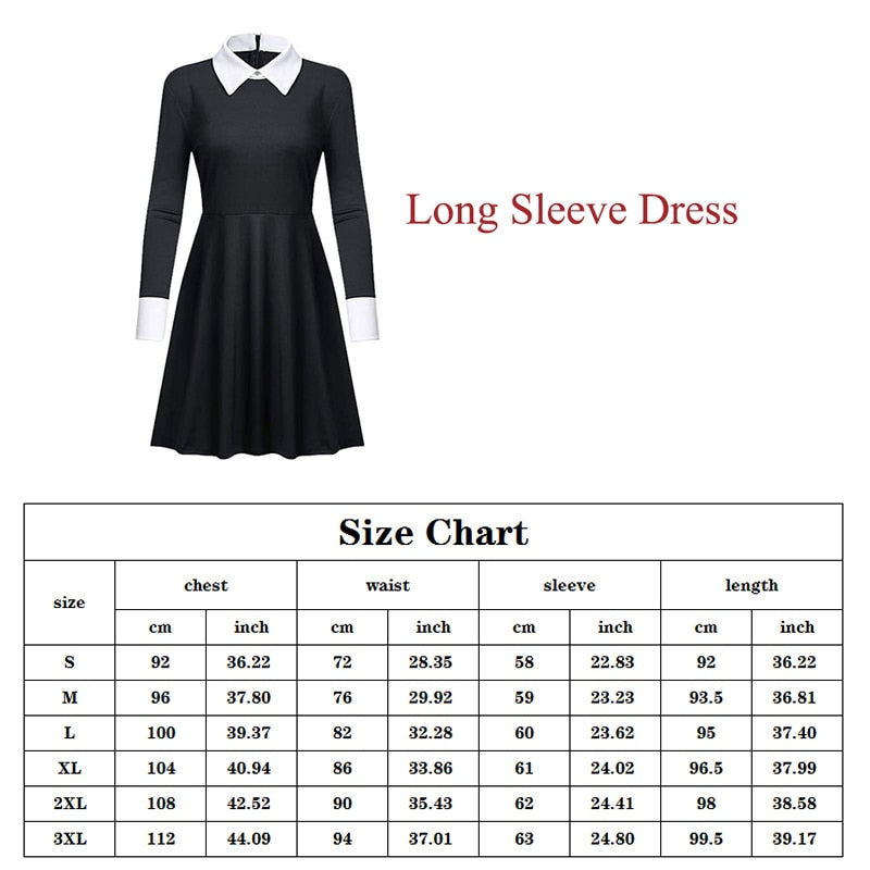 Gothic Wednesday Dress Long Sleeves
