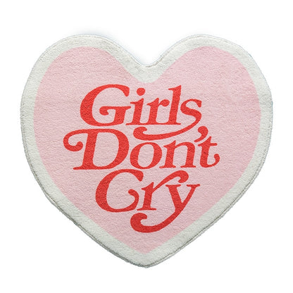 Girls Don't Cry Pink Heart Shape Carpet